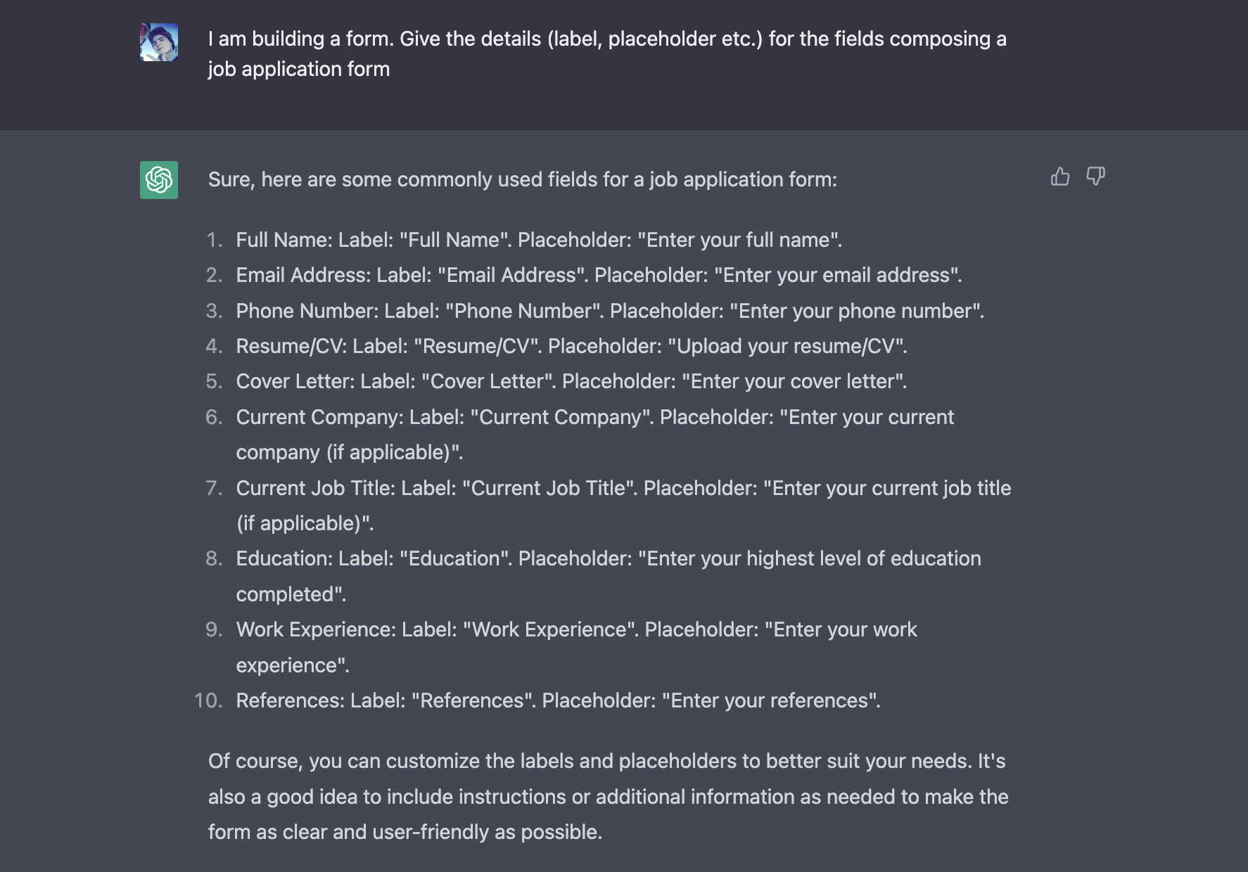 ChatGPT clearly knows a lot about forms