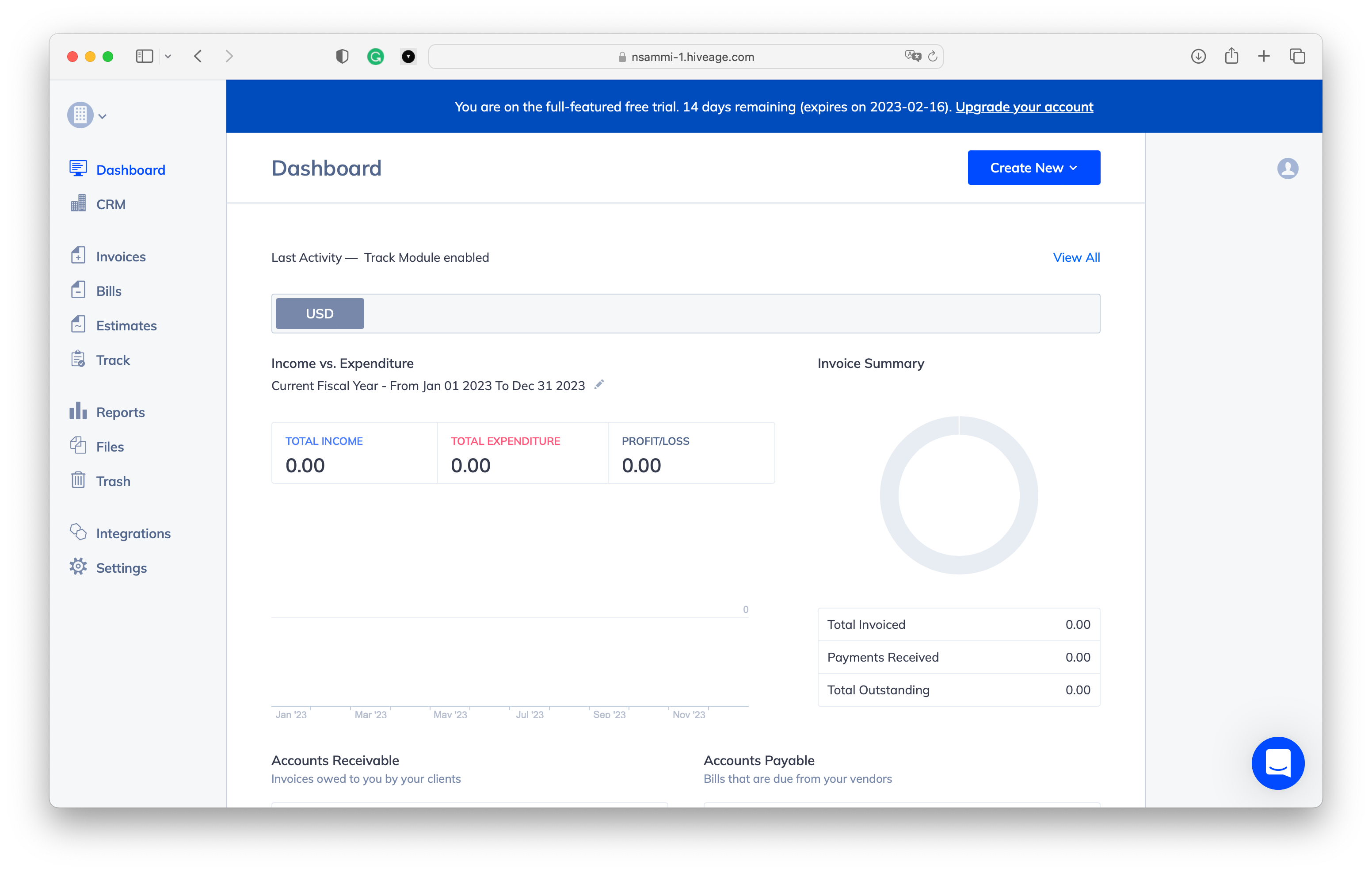 Hiveage interface. Easy online invoicing loved worldwide