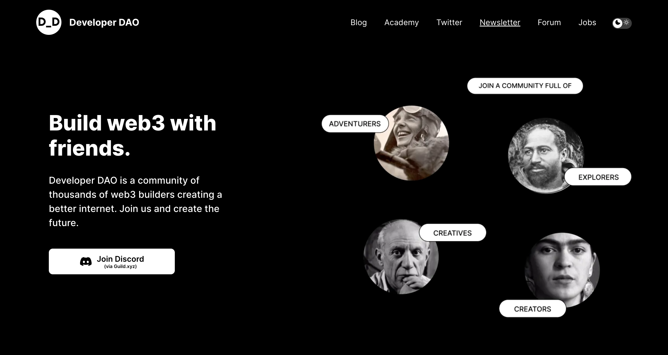Developer DAO’s website landing page: https://www.developerdao.com/
