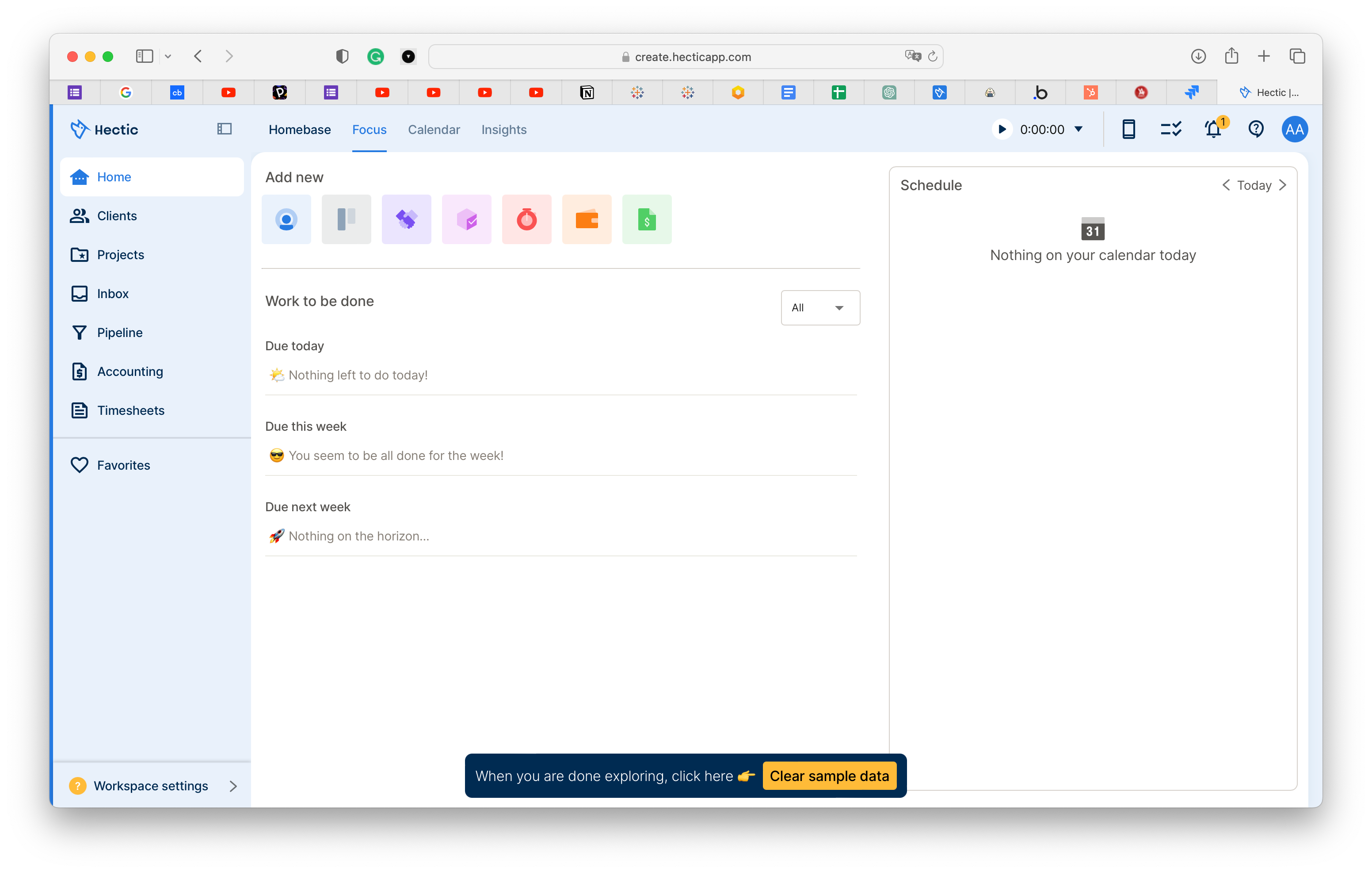 HecticApp interface. All your freelance work in one place.