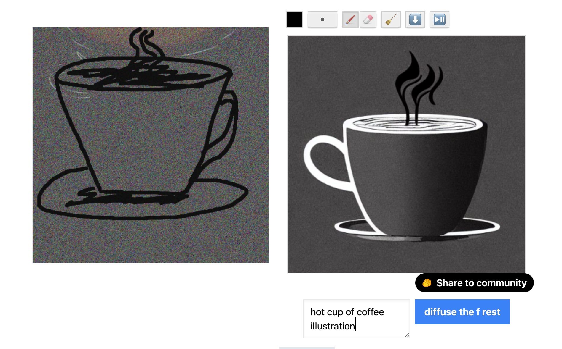 Create illustrations bt drawing the basic shape and Diffuse The Rest will complete the drawing for you.