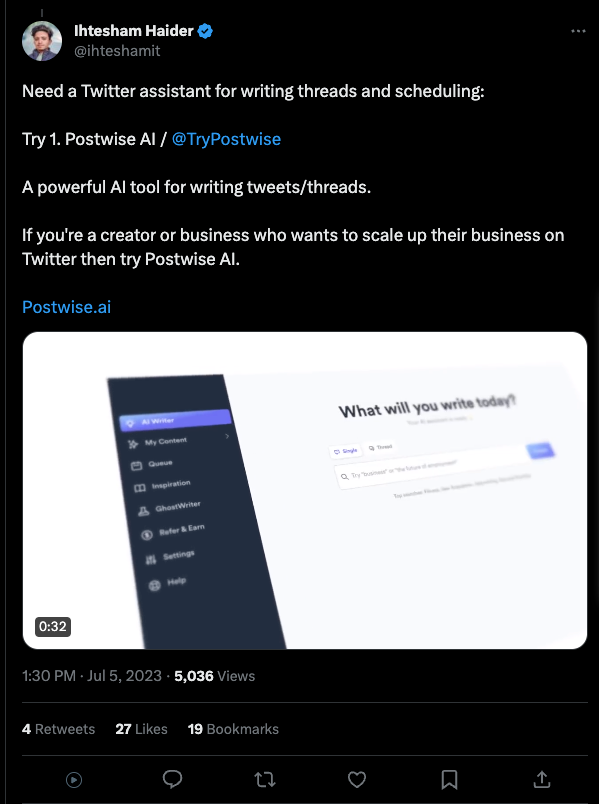 Source: @ihteshamit on Twitter. And hey, follow Postwise on Twitter!