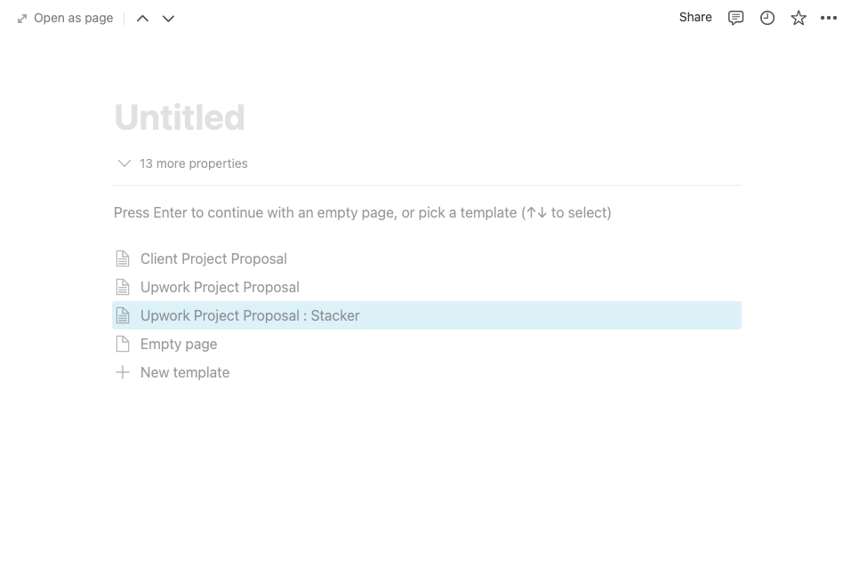 Use Template when creating new Notion Page