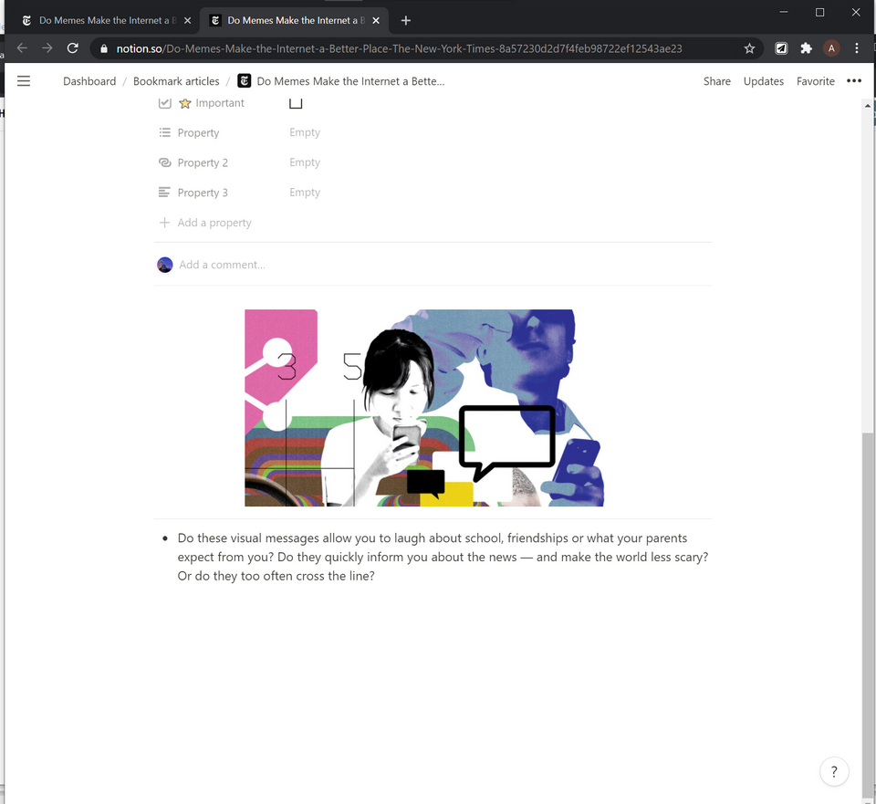 Le texte est automatiquement ajouter dans une liste sur la page Notion