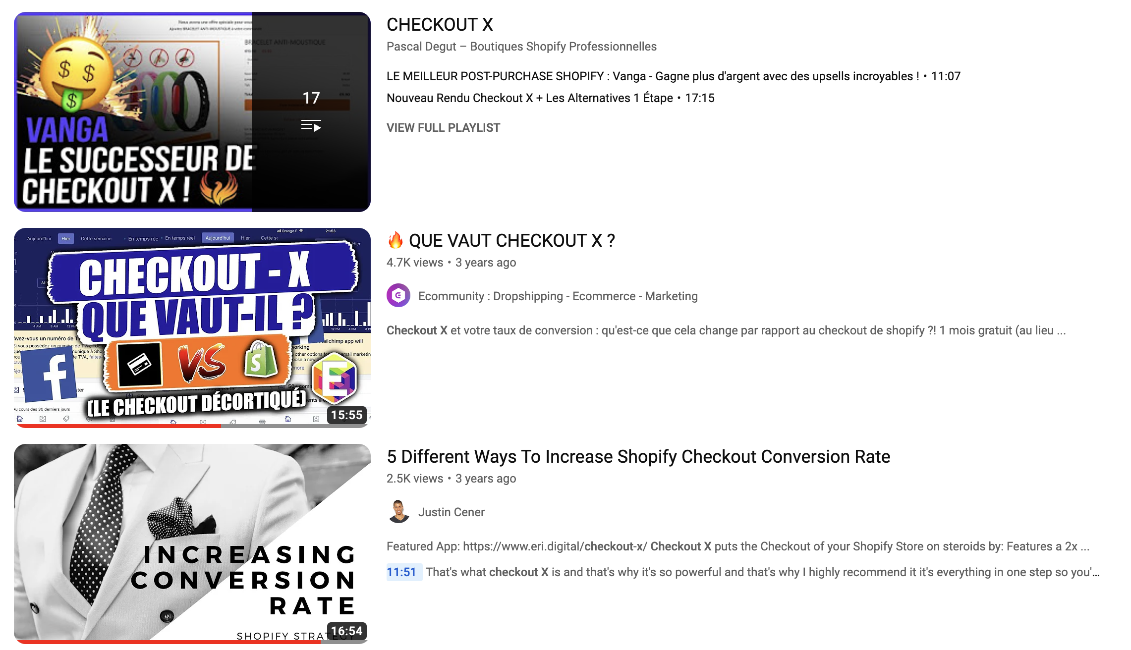 Some Youtube videos advertising Checkout X